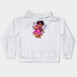 Cute black African American baby in pink playing the violin - angelic Cherub angel Kids Hoodie